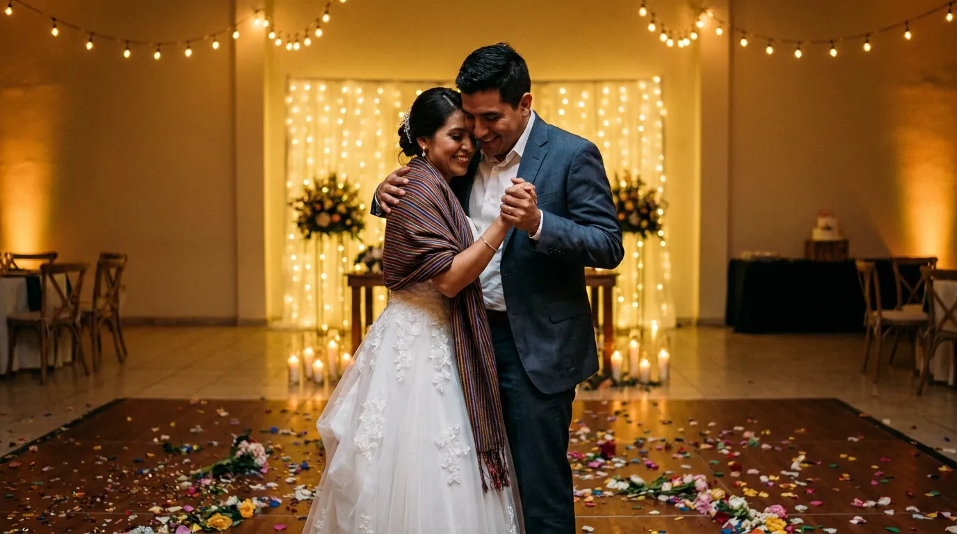Novios bailando en su recepción de boda