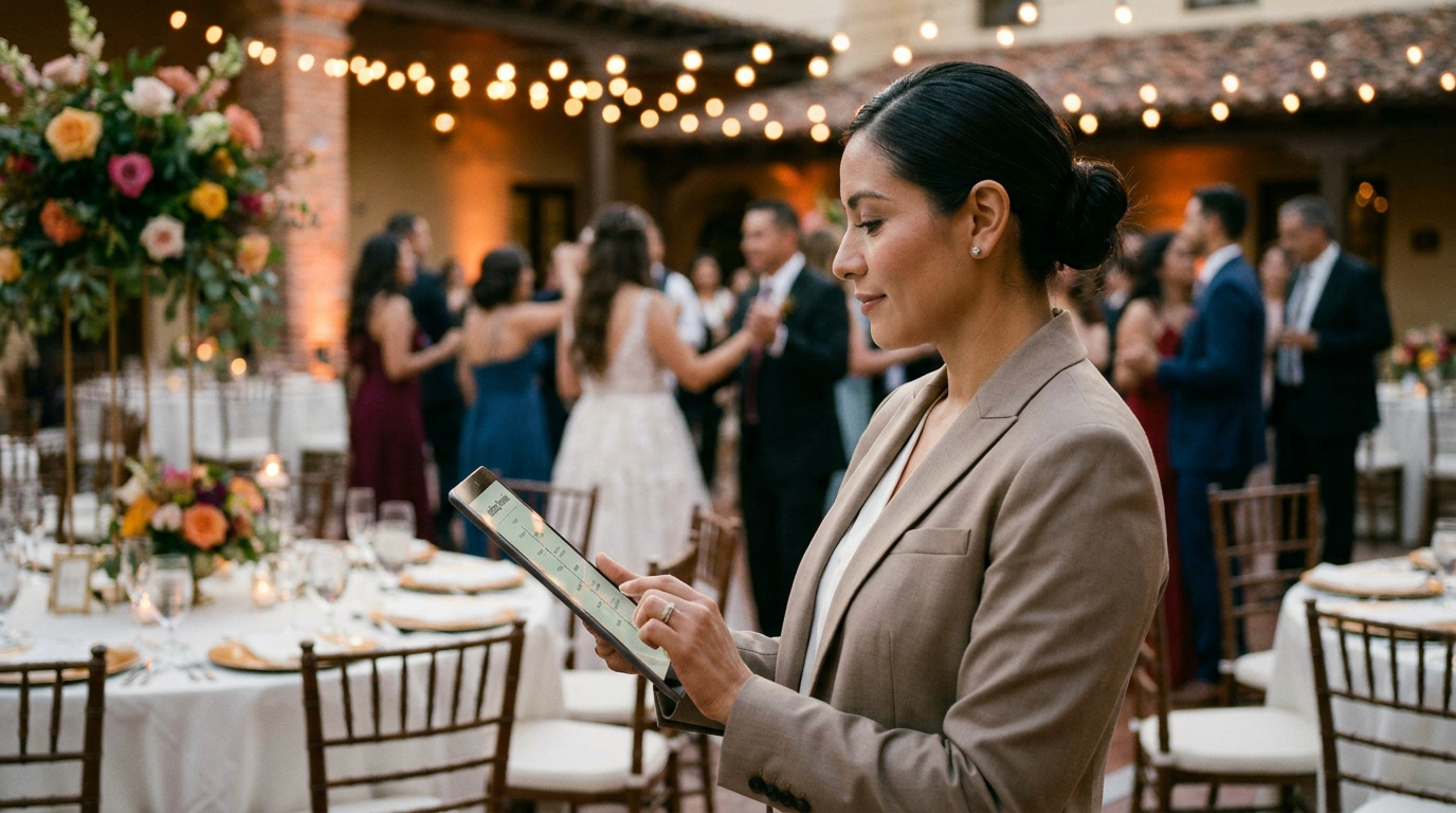 Wedding planner coordinando evento con Fiestados